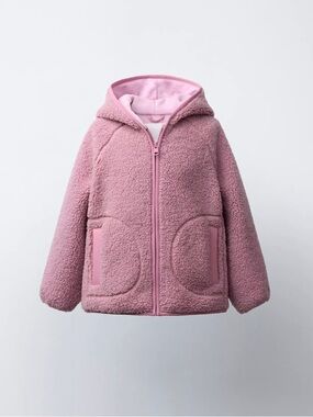 ZARA HOODED FAUX SHEARLING JACKET SiZE 3 , 6 NWT